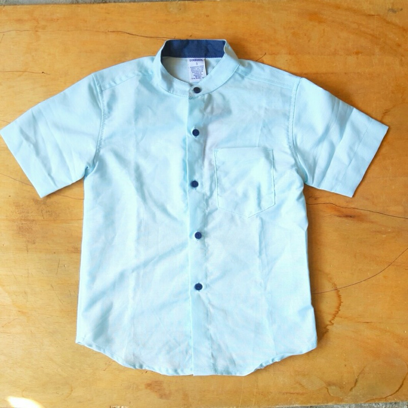 KEMEJA KOKO ANAK COWOK LAKI LENGAN PENDEK BIRU MINT