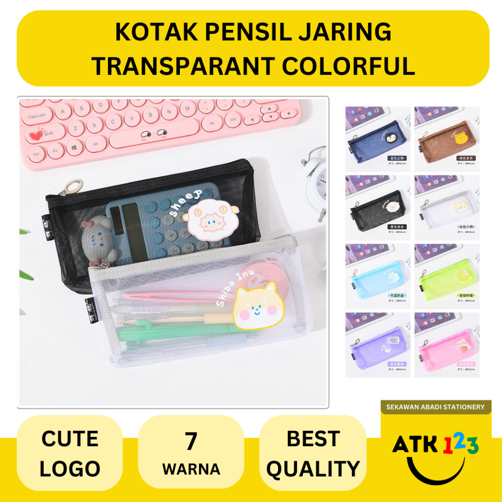

[HOT PRODUCT] Kotak pensil Jaring Transparant Cute Logo