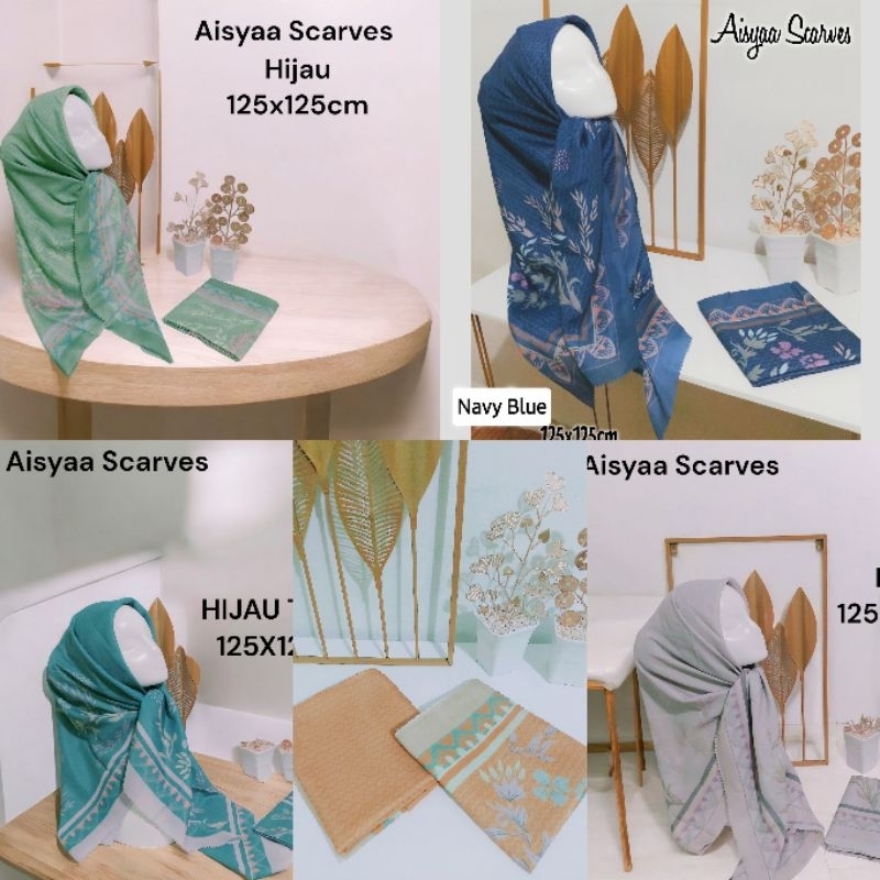 Hijab Segiempat SYARI Motif Jatie Series/Warna Denim/Kunyit/Ivory/Hijau/Tosca/