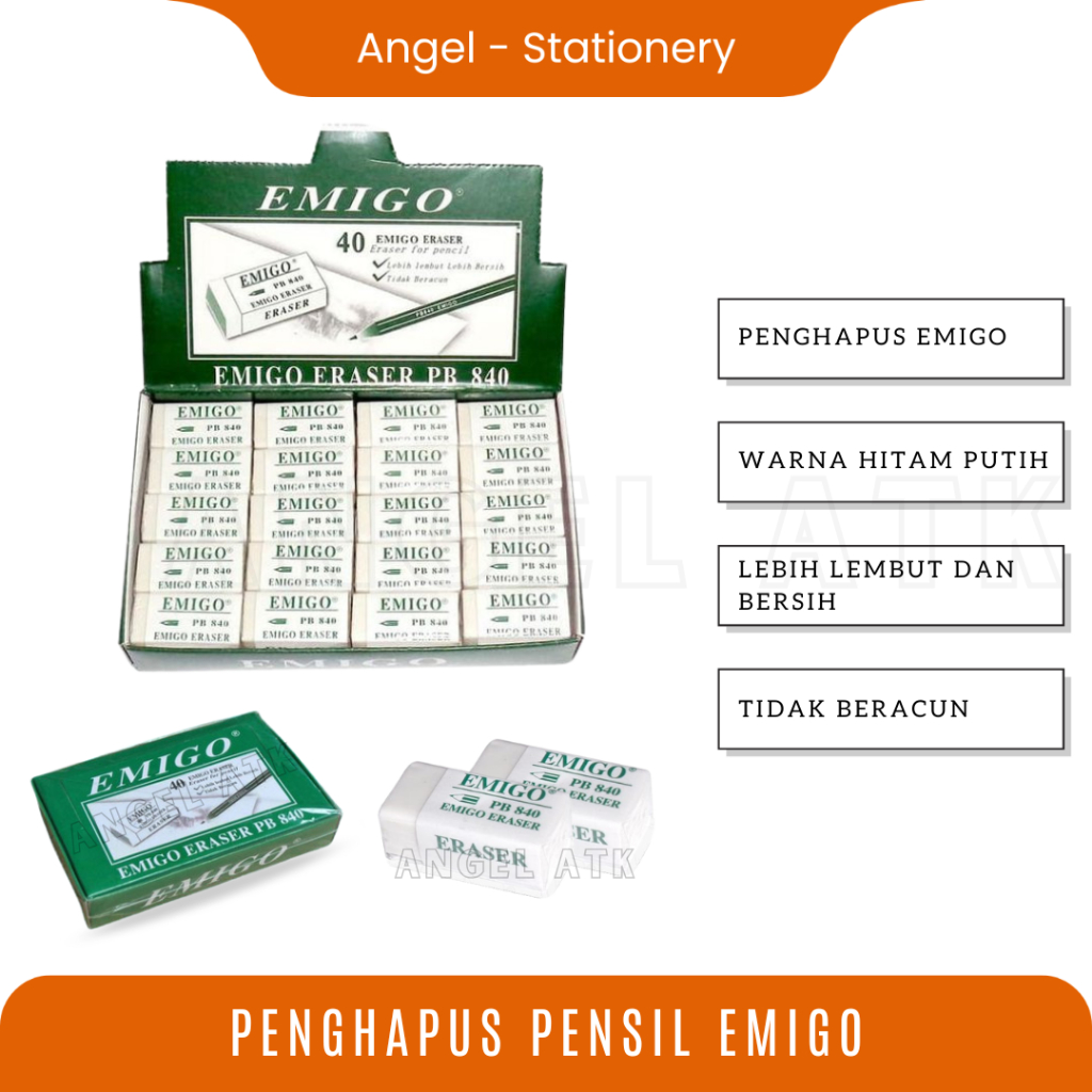 

Emigo Penghapus Mini / 1 Lusin ( 40 Pcs ) / Penghapus Putih Kecil / untuk Perlengkapan Sekolah dan Kantor / Bebas Debu / Menghapus Bersih / COD / Atk Blessing