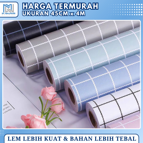 Wallpaper Dinding Ruang Tamu Minimalis Motif Kotak Biru Wallpaper Dinding Kamar Tidur Anak Laki Laki