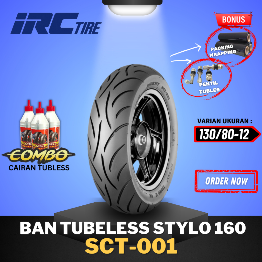 [READY COD] BAN IRC SCT001 130/80-12 MOTOR STYLO 160 / BAN TUBELESS IRC STYLO 160 / BAN MOTOR MATIC 