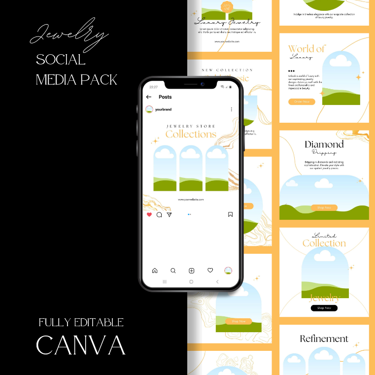 Desain 50 Template Canva Instagram Feed/Post Jewelry | Premium Design for Jewelry |  Bisa Diedit di 