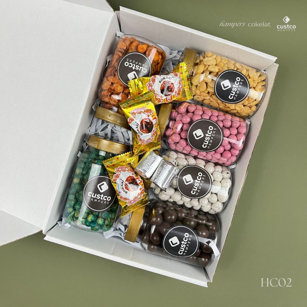 

Hampers Cokelat Premium + Kacang | HC02 | Custco Hampers Lebaran | Parcel Cokelat | Kado Cokelat