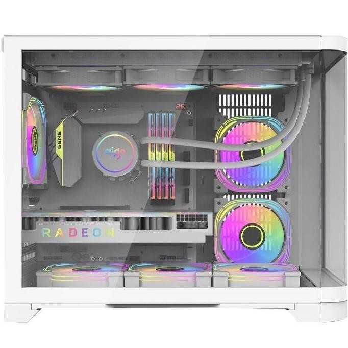 Casing PC Aigo Darkflash ARC1 M-ATX Curve Gaming Case - White