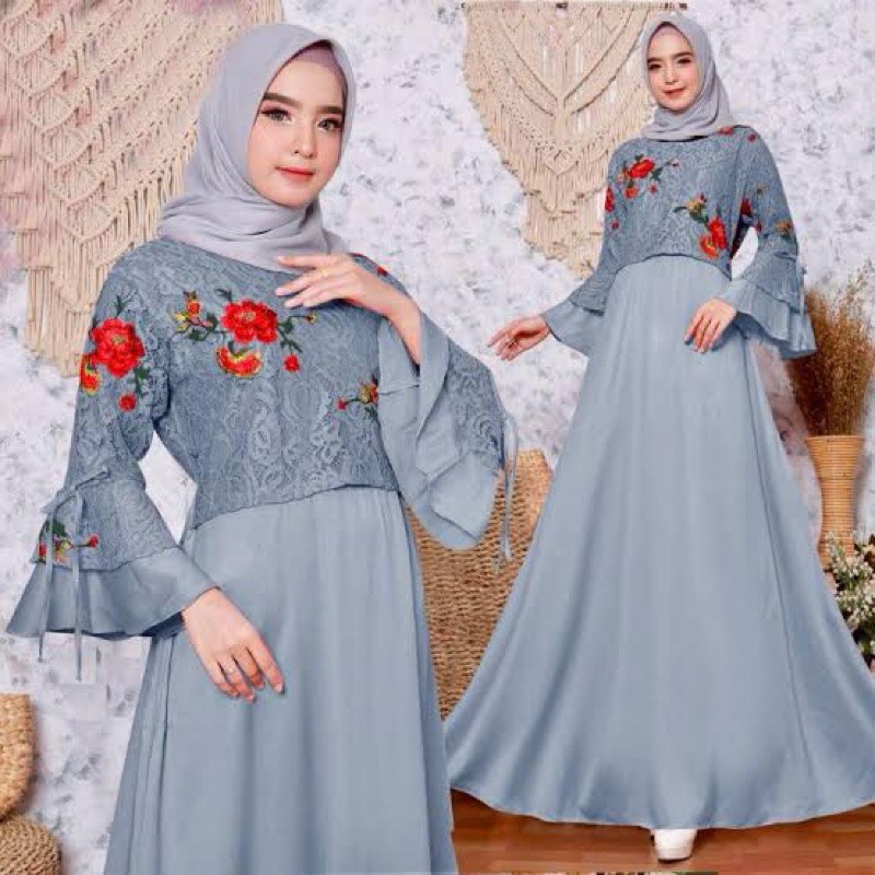 gamis brokat kombinasi
