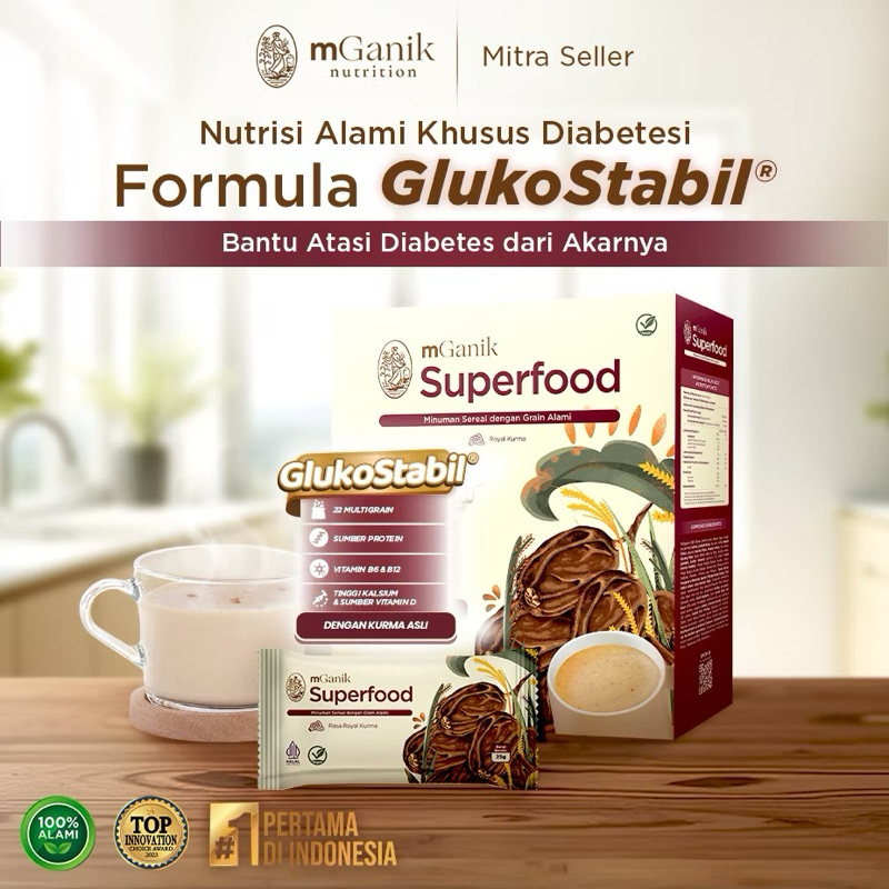 

(PROMO!) mGanik Superfood Kurma Labu Pumpkin Multigrain 1 Box 20 Sachet Improved Formula Meal Replacement Rasa Labu Kuning Suplemen Diabetes Gula Darah Stabil