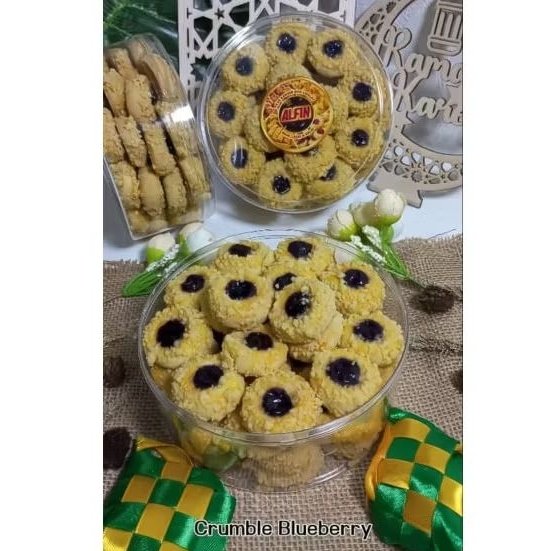 

PREMIUM KUE KERING NASTAR THUMPRINT/CRUMBLE BLUEBERRY by Kuker Alfin [500gr] | Kue Kering Thumprint/Crumble Blueberry Special Lebaran