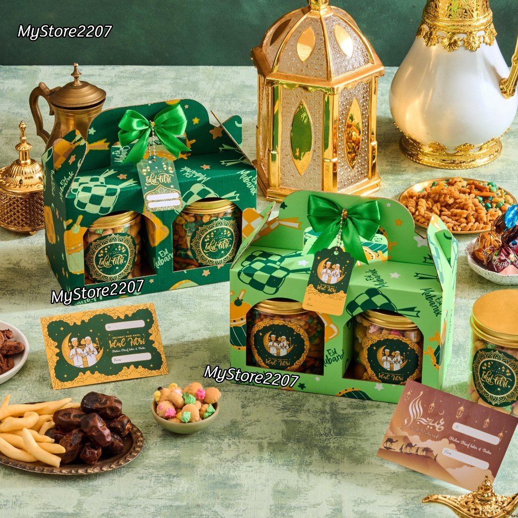 

(2 JAR 600ml) Hampers Parcel Ramadhan Lebaran Idul Fitri Cookies Kue Kering, Makaroni, Kurma