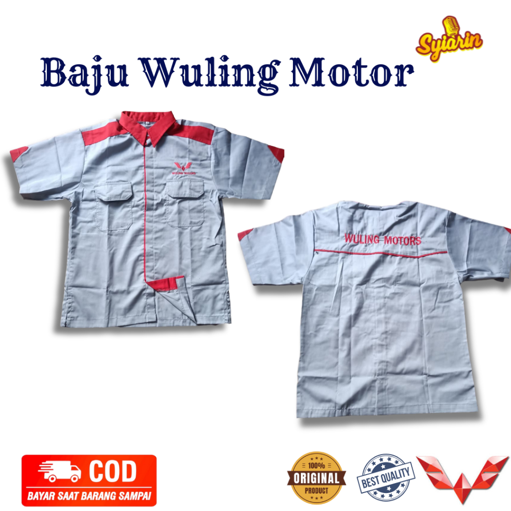 Baju Wuling Motors | Baju Mekanik Wuling | Baju Abu Wuling | Kemeja Abu Wuling | Baju Mekanik Wuling