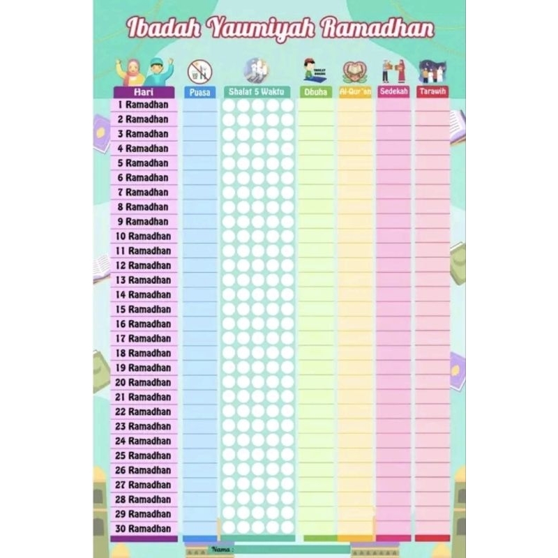 AGENDA RAMADHAN ANAK- POSTER EDUKASI ANAK PAUD-SD