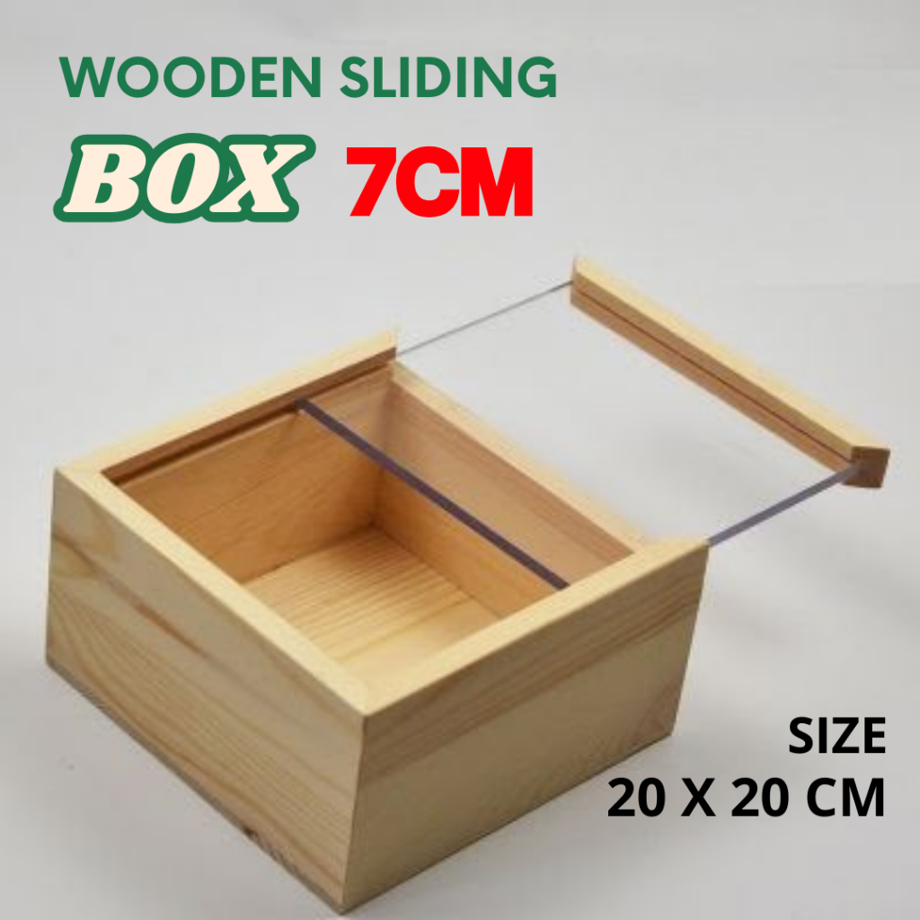 PARCEL LEBARAN/ SLIDING BOX KAYU 7CM 20 X 20 CM