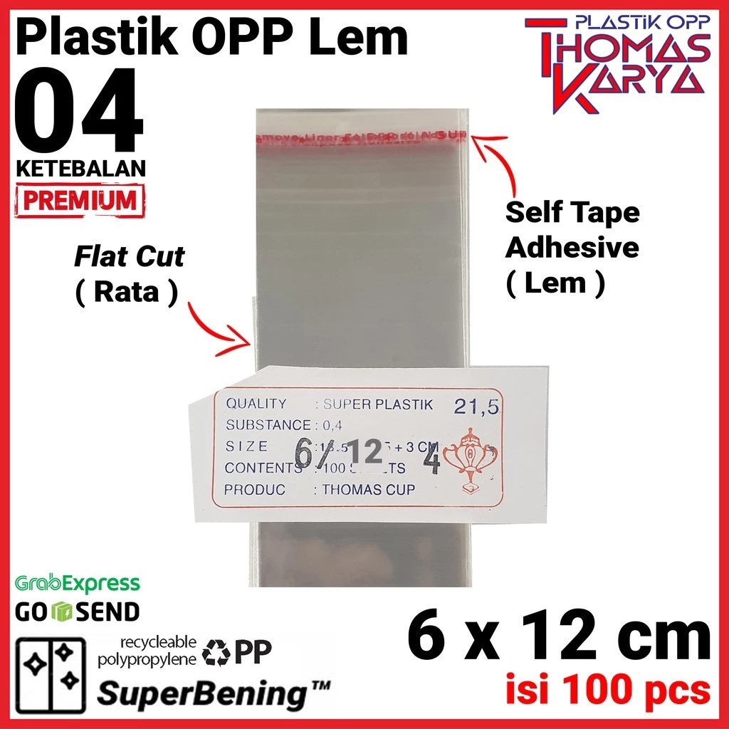 6x12 CM Plastik OPP TEBAL | Plastik OPP Seal | Plastik Kaca | Plastik OPP Lem Undangan l Kantong Ben