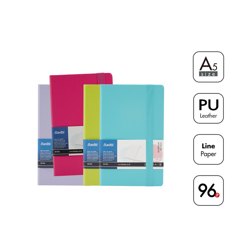 

[Stationery Home] Bantex Buku Catatan Bergaris A5 / Agenda Jurnal Tali Bahan Kulit PU Warna Pastel BR1006