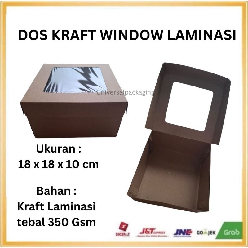 

Dos KRAFT WINDOW LAMINASI TINGGI 10 cm, UK 18 x 18 x 10 CM | Kraft Laminasi Hampers Kue