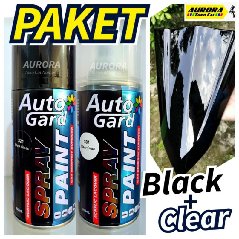 PAKET Auto Gard Black Gloss 321 Hitam Mengkilap | pilox cat semprot sepeda motor mobil autogard