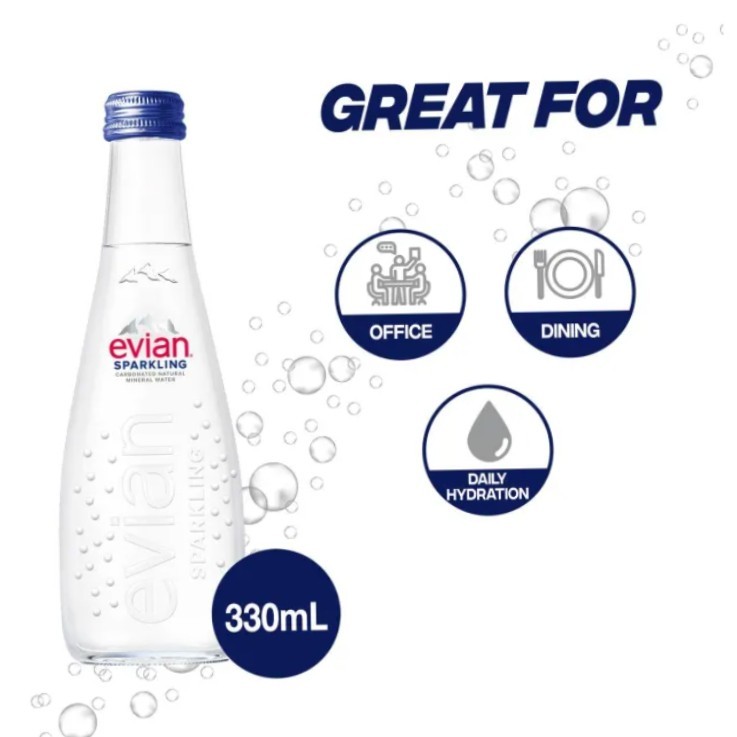 

Evian Sparkling Carbonated Natural Mineral Water 330ML