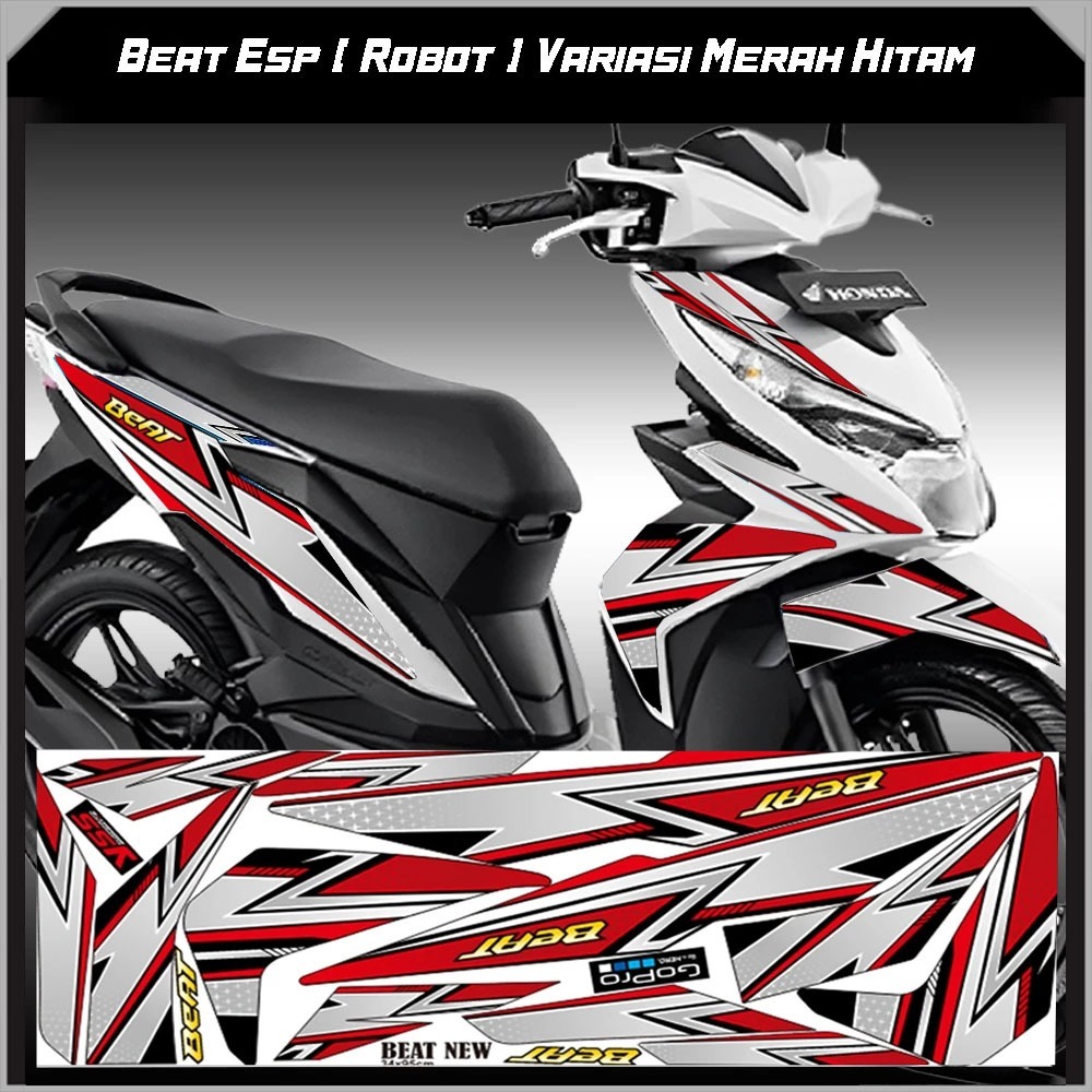 STIKER STRIPING VARIASI HONDA BEAT ESP VINYL VARIASI MERAH HITAM TERLARIS TERMURAH