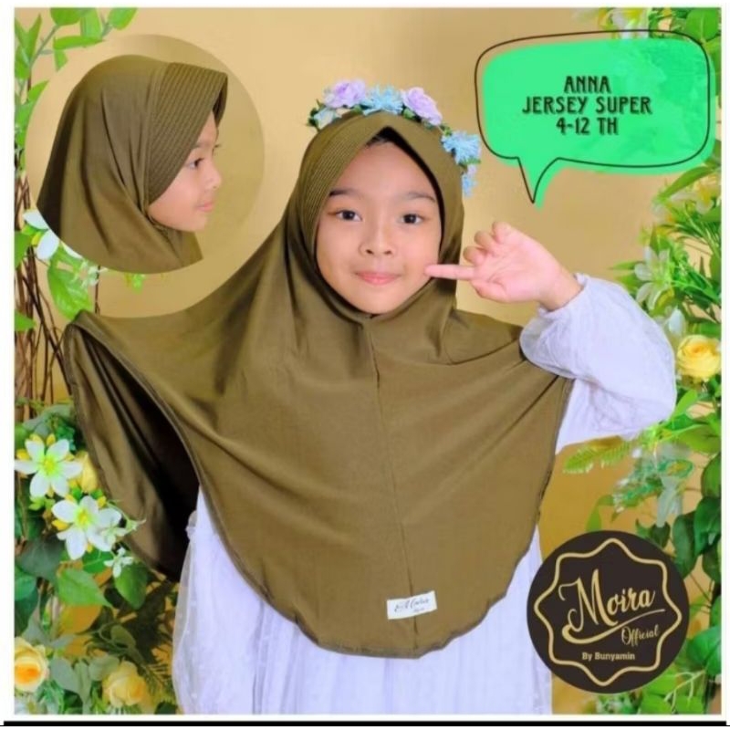 996 Hijab Moira Anak Oval Pet Antem Bahan Jersey Super/ Hijab Instan Anak Moira Jersey Super ORI BY 