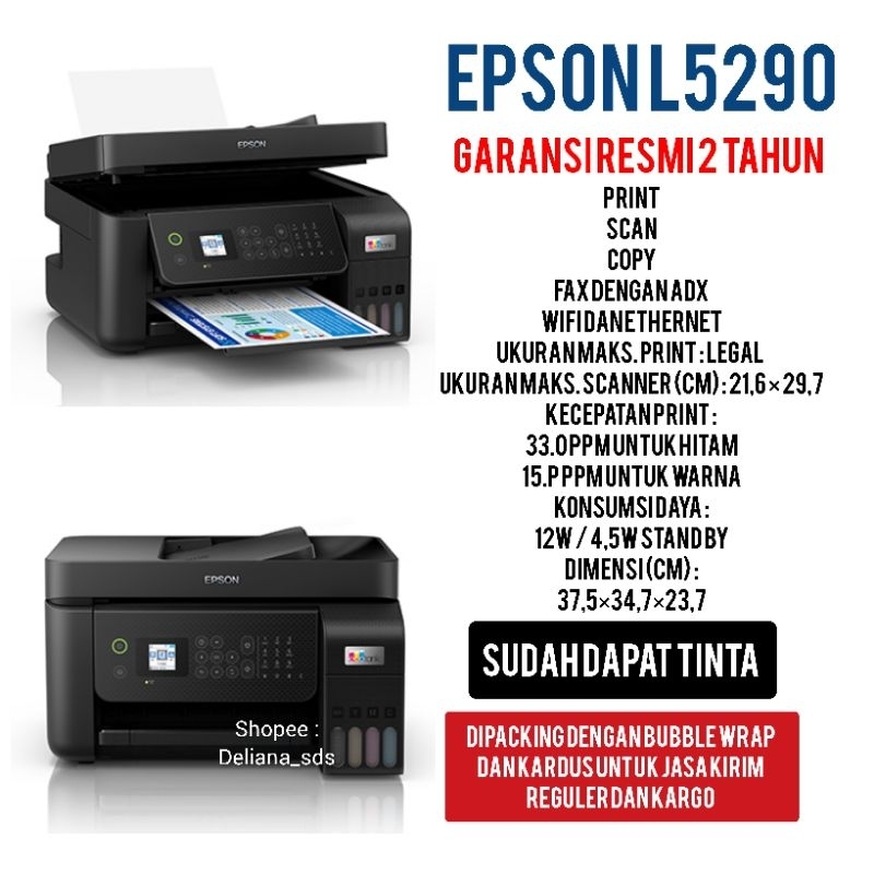 Printer Epson L5290 Print Scan Copy Fax Adx Wifi Ethernet Garansi Resmi 2 Tahun Printer Epson L5290 