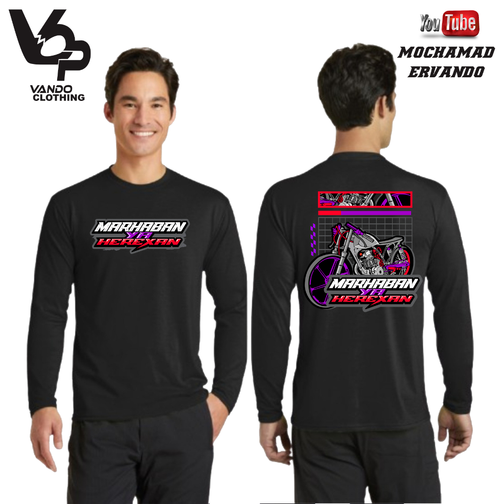Vando Kaos Lebaran Marhaban Ya Herexan Hari Raya Idul Fitri Lengan Panjang Cotton Combed 30s