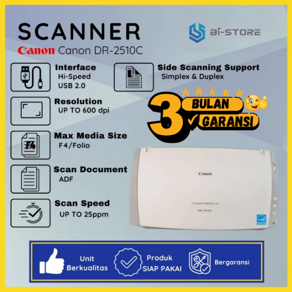 

Scanner Folio Canon DR-2510C Dengan Speed Hingga 25 PPM