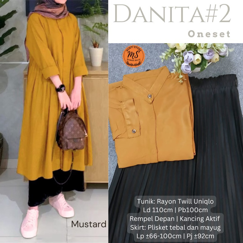 Baju Rayon Twill Uniqlo Mix Skirt Plisket Danita #2 One Set