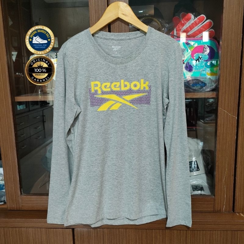 ORIGINAL GARANSI KAOS REEBOK WOMEN GREY SIZE L