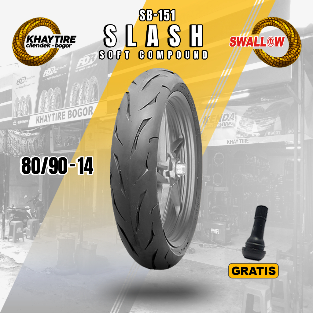 Sepasang/Satuan Ban Motor Matic Soft Compound SWALLOW SLASH Ring 14 Tubeless