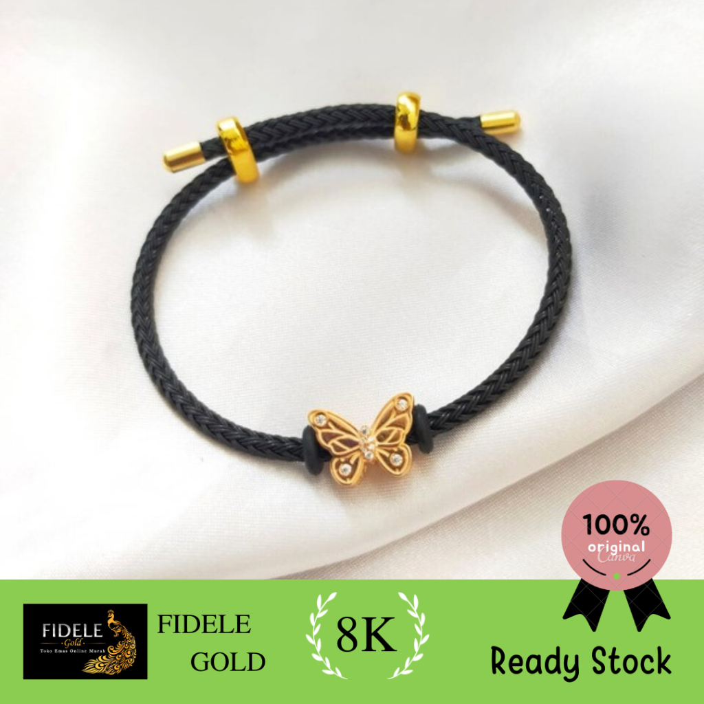 Gelang tali charm kupu kupu fashion 8k 375 ubs