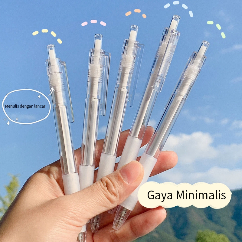 

Gelpen 0.5mm pulpenPena Gel Simple Pen White black Mekanik Aesthetic Pen — Hibio Present