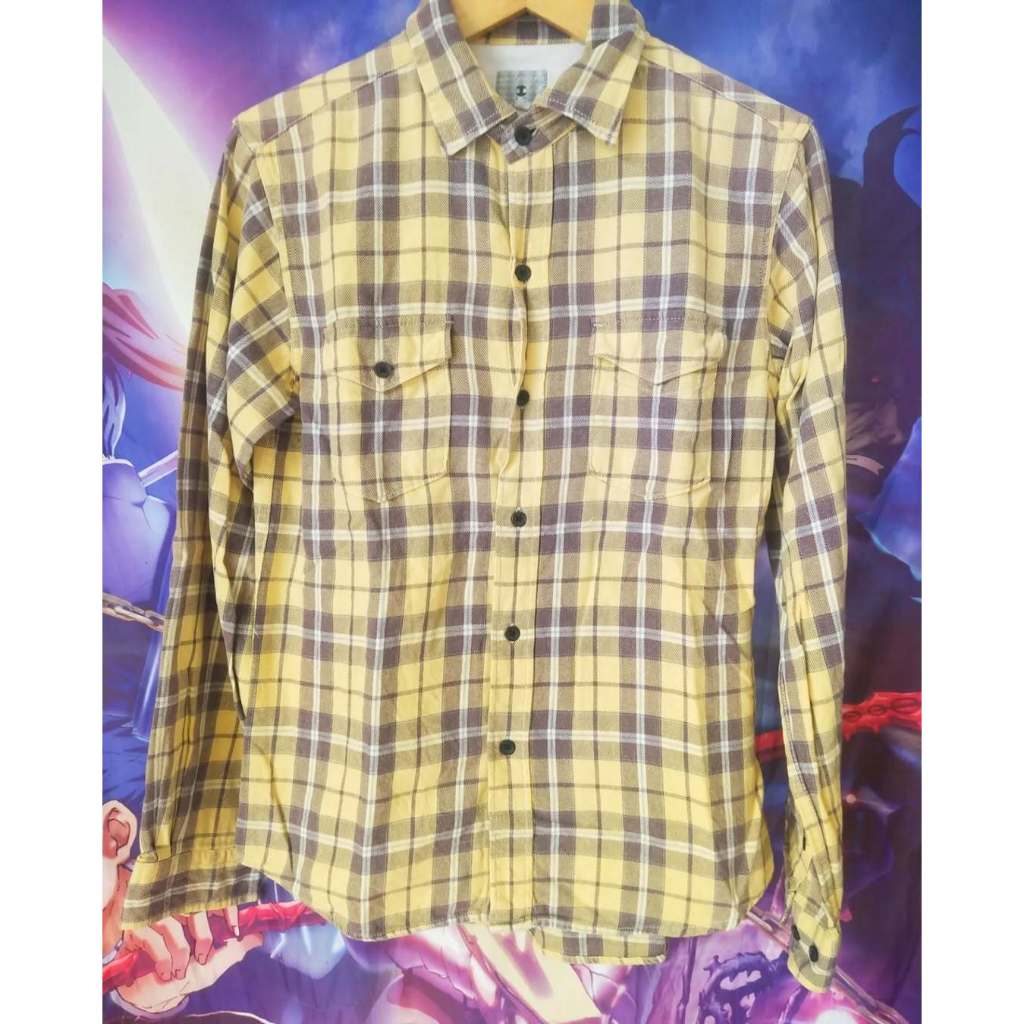 Takeo Kikuchi Yellow Plaid Flanel Shirt Kemeja Original Second Merch Japan Korea Brand Vintage Retro