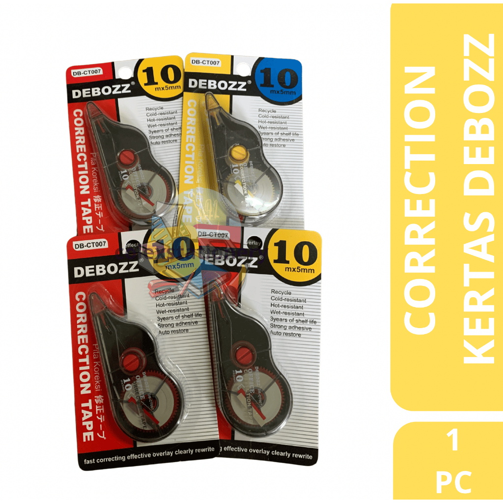 

[1 PC] Tip-Ex Kertas / Correction Tape Kertas Ukuran 10M x 5MM Debozz CT-007 Warna