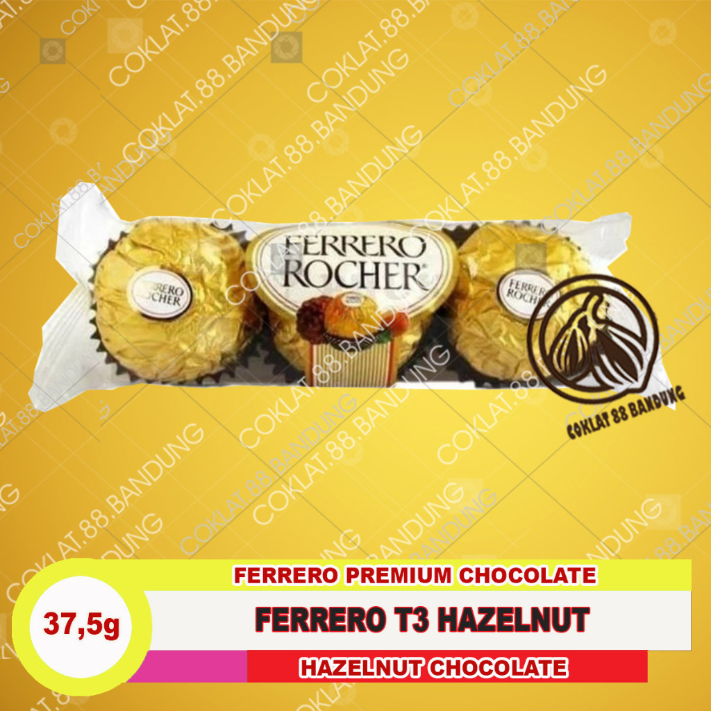 

FERRERO ROCHER ISI 3 PCS, COKLAT FERRERO PREMIUM CHOCOLATE T3 HAZELNUT COKELAT