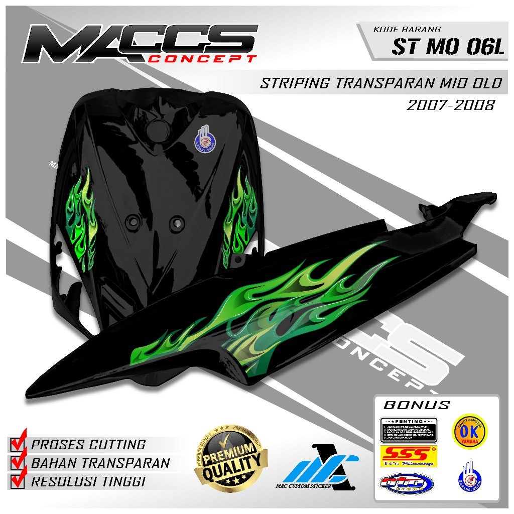 STRIPING TRANSPARAN MIO SPORTY MOTIF ARAI - STRIPING VARIASI YAMAHA MIO SPORTY MOTIF ARAI - ST MO 06