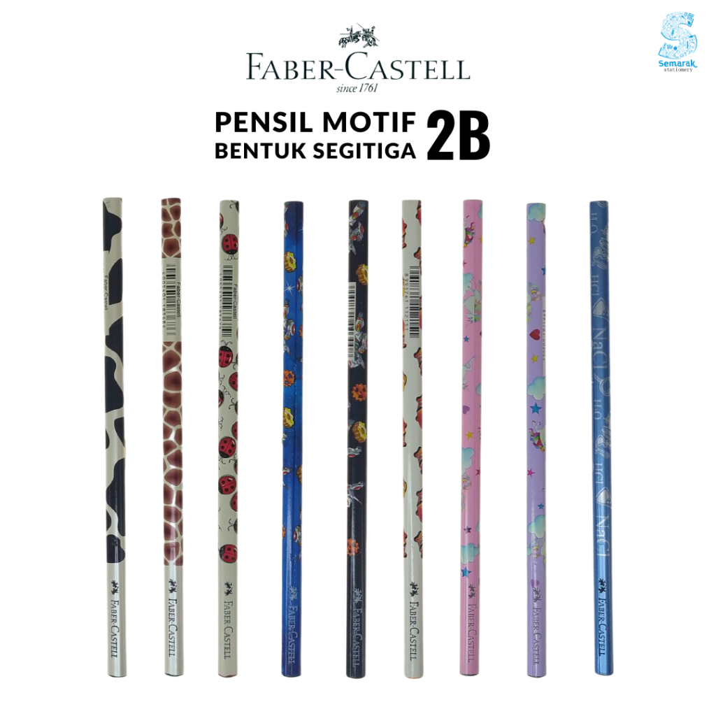 Faber Castell Pensil Motif Bentuk Segitiga 2B - Sapi / Jerapah / Kumbang / Robot / Ikan Laut / Unico