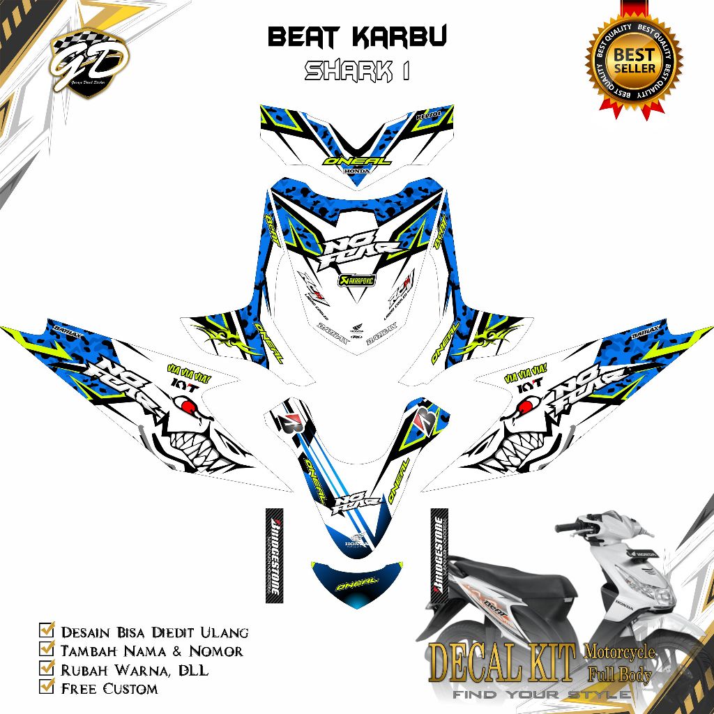 Decal Beat Karbu Full Body Stiker Decal Beat Karbu Full Body 2008 2009 2010 2011 2012 Shark