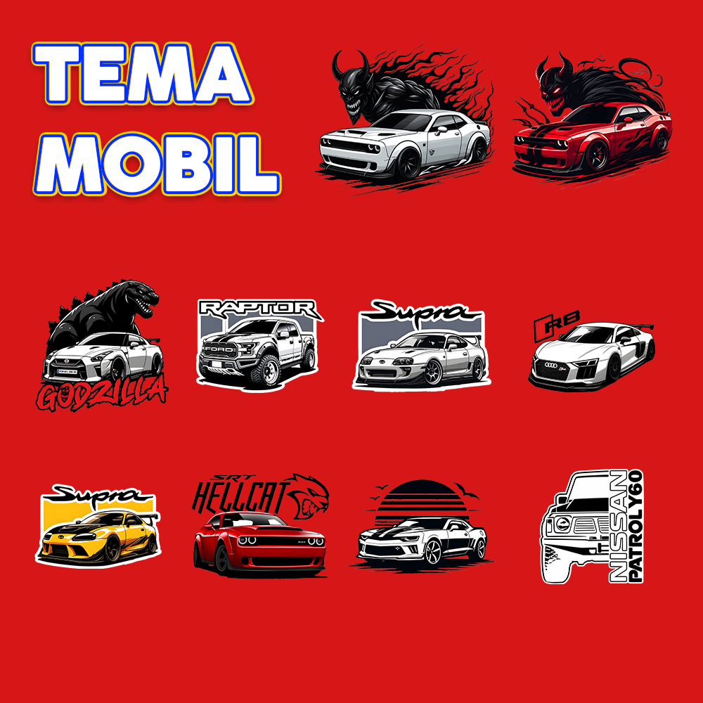 SABLON SETRIKA SATUAN TEMA MOBIL VOL.1 / SABLON DTF LANGSUNG PAKAI