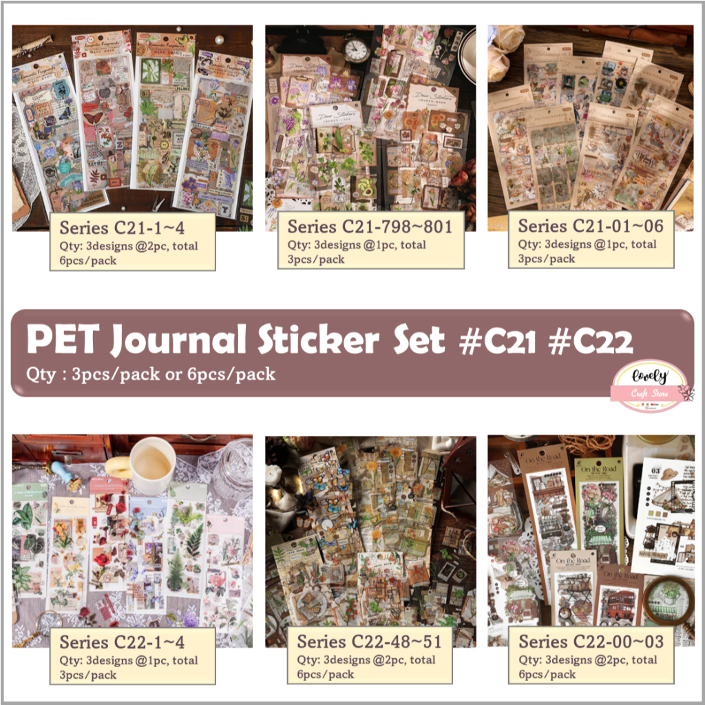 

LovelyCraftStore | C21 C22 - Journal Sticker PET Transparan waterproof DIY stiker deco planner, journal, bujo, scrapbook DIY dekorasi