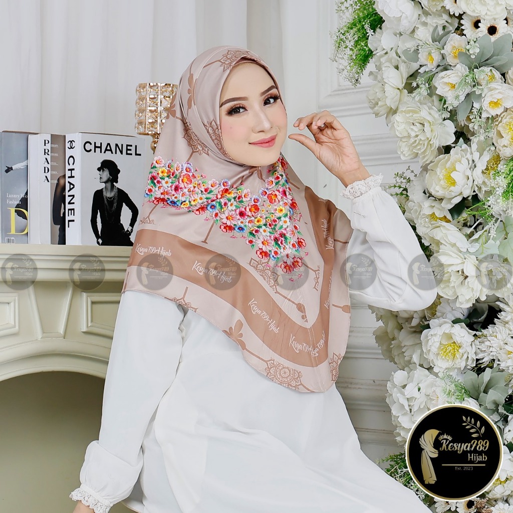 Kesya789 Hijab Bergo Instan Daily non ped Jersey Motif Printing Zahra 2