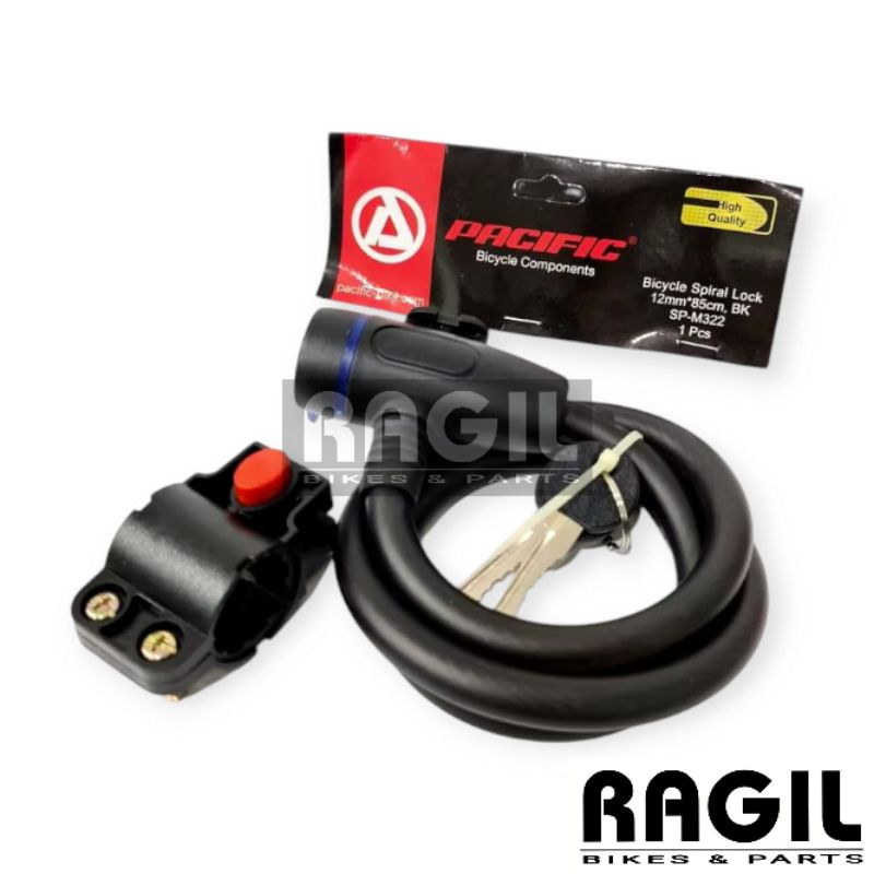 KUNCI SEPEDA SPIRAL PACIFIC SP-M322 GEMBOK LOCK TEBAL KUAT 12x85mm PENGAMAN BICYCLE MTB SELI LIPAT F