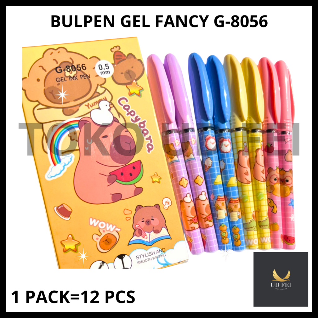 

(1 PACK=12 PCS KODE G-8056) CAPYBARA GEL INK PEN/ BULPEN GEL FANCY/ BULPEN GEL KARAKTER/ BULPEN FANCY GEL