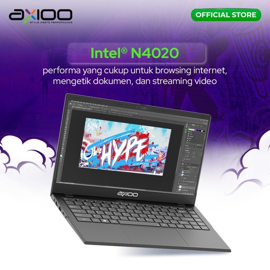PROMO NEW LAPTOP AXIOO / AXIOO Mybook HYPE 1 N4020 RAM 4GB SSD 128GB W11 Home Grey
