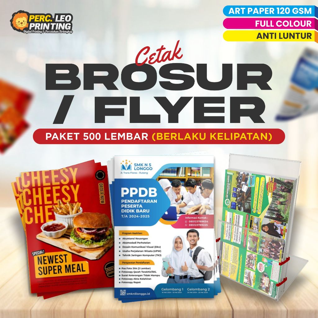 Print Brosur Flyer 500 Biji Ukuran A4, A5, A6 1 Rim