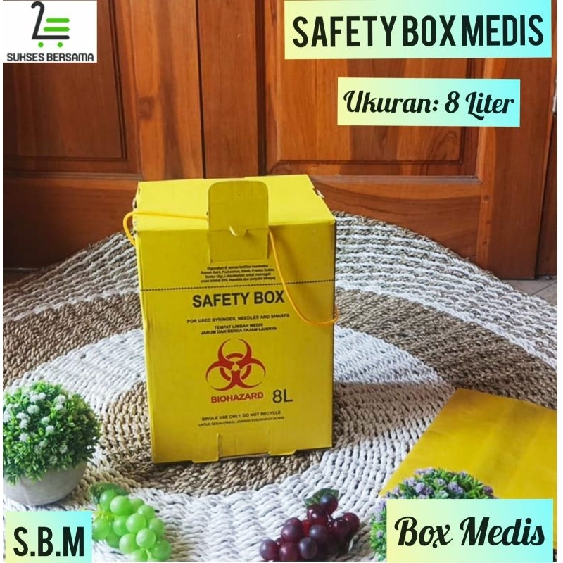 Safety box Medis 8 liter/Tempat Sampah Medis