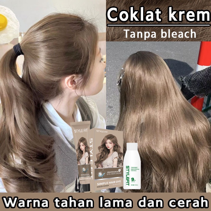 [Warna rambut trendi] STYLE FIT cat rambut coklat hazelnut  200ml Tahan lama tak mudah luntur,Mencer