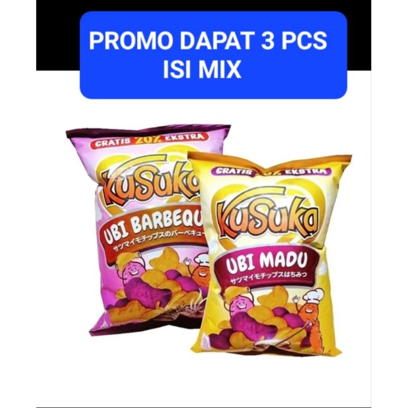 

KUSUKA UBI MADU / BARBEQUE 42 GRAM PROMO 3 PCS Kusuka Ubi Mix Original / Honey 42gr - Kusuka Keripik Ubi