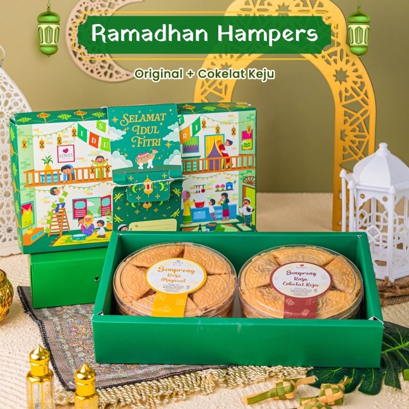 

Ramadhan Hampers Lebaran Idul Fitri Loves Semprong Original + Cokelat Keju Kue Kering Toples