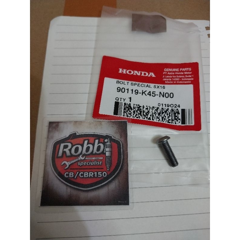 90119-K45-N00 Bolt Special 5x16 Baut Visor New CB150R CBR150R Led CBR150R Old K45a Original