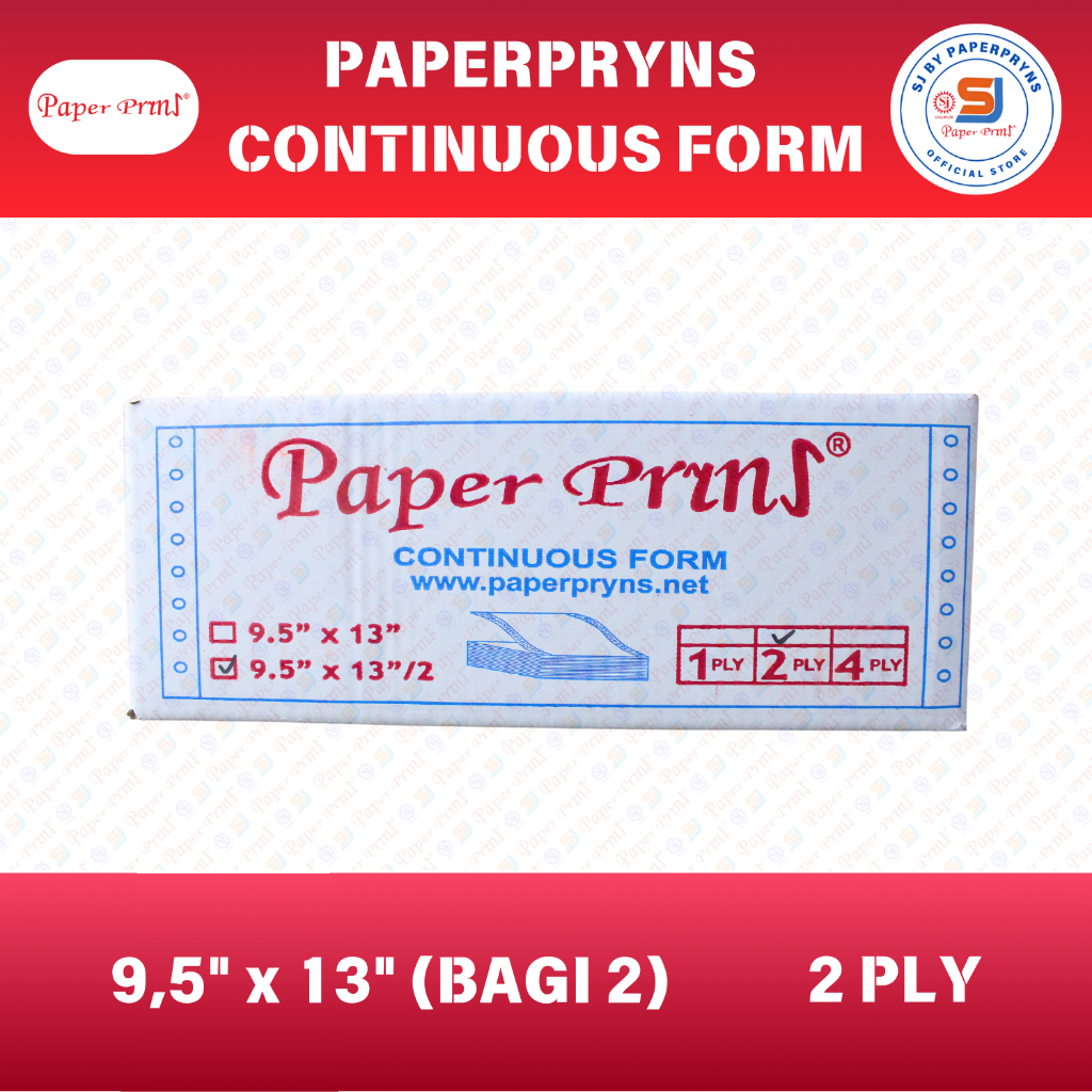

PAPERPRYNS Continuous Form 9,5" × 13/2" (BAGI 2) - 2 PLY - NCR Sheets